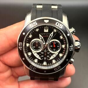 Invicta Pro Diver 21927 Mens Chronograph Black Dial Silicone Strap